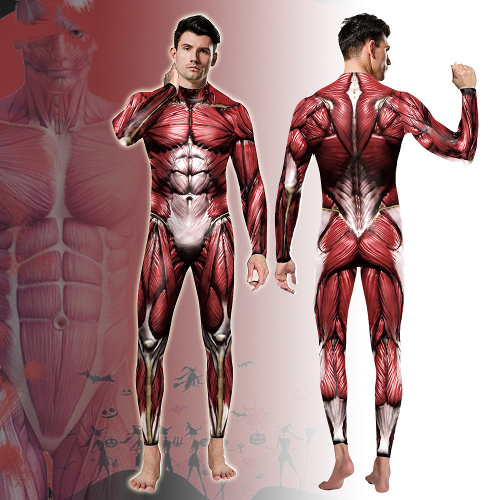 Men's Skull Print Close-fitting Union Suit Party Clothing