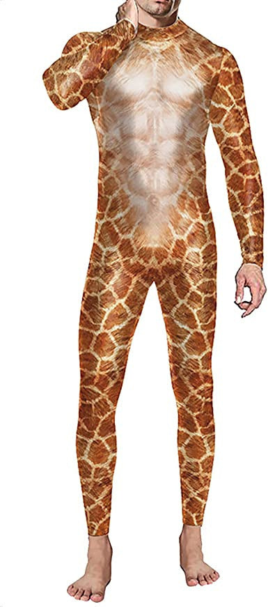 Men's Skull Print Close-fitting Union Suit Party Clothing