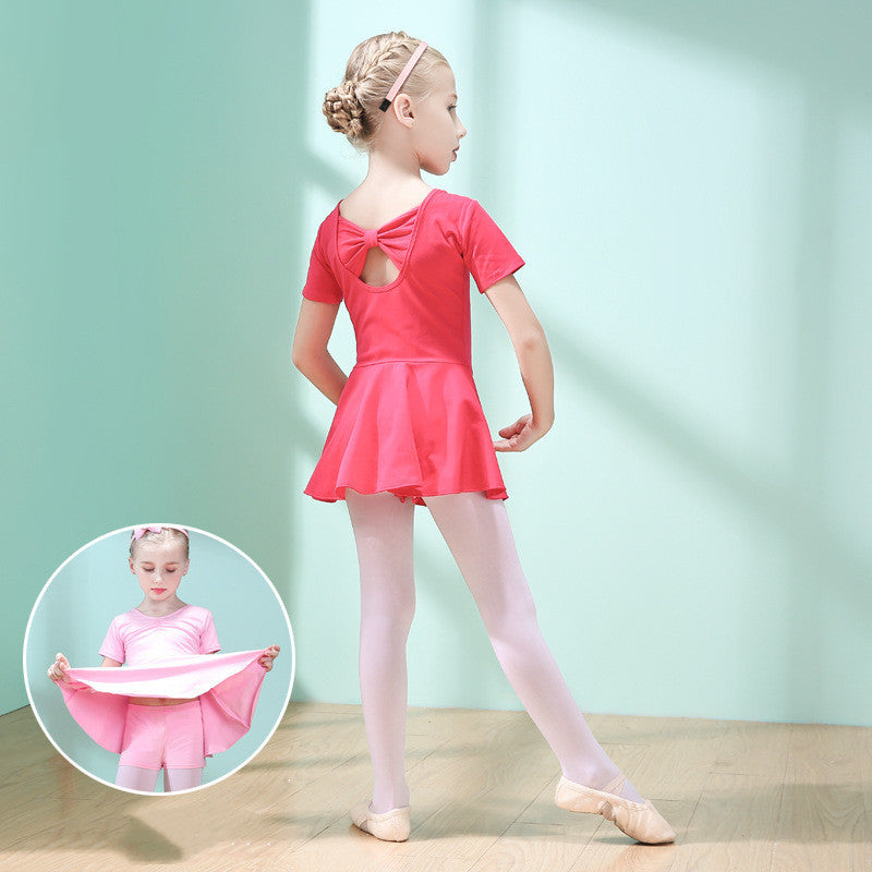 Children Dance Clothing Summer Short-sleeved Girls Dance Skirt Children