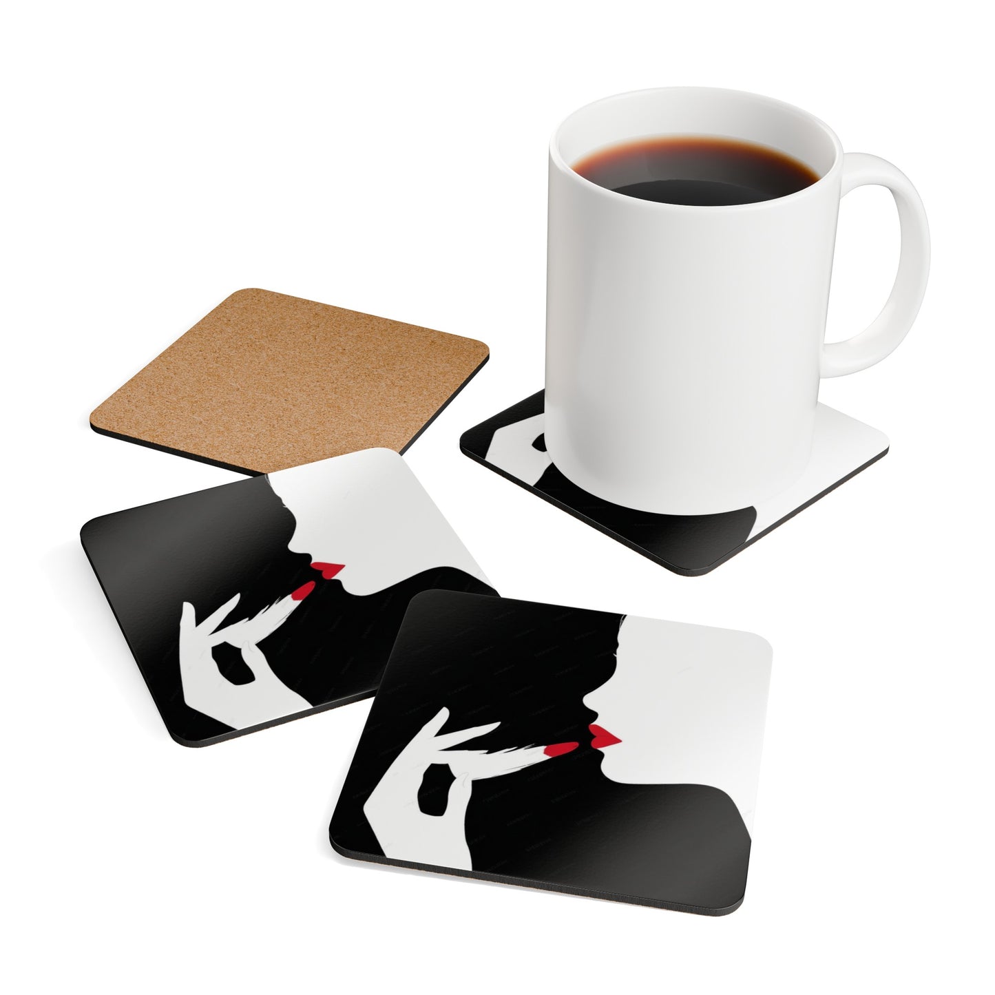 Black And White Corkwood Coaster Set
