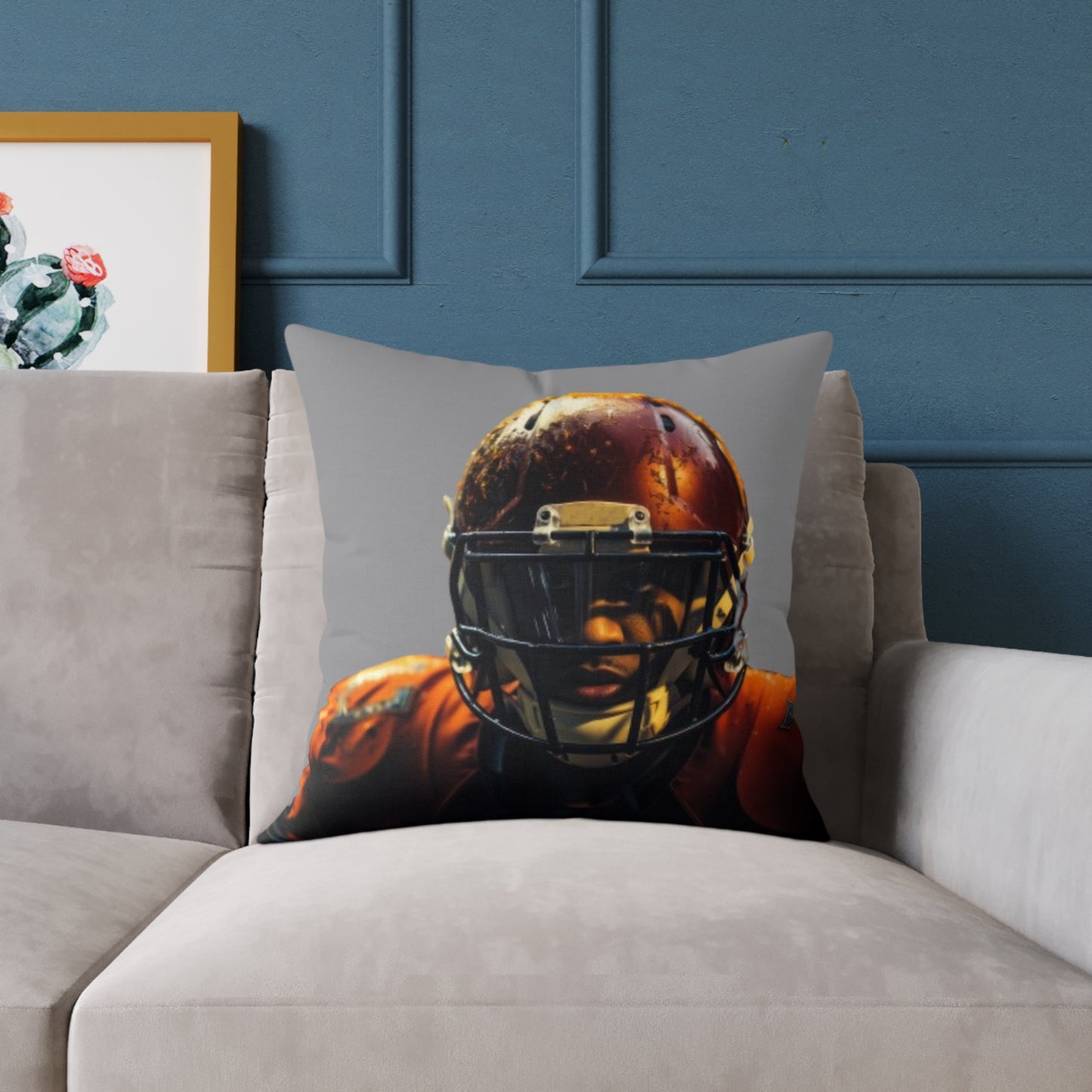 American Football Square Poly Canvas Pillow