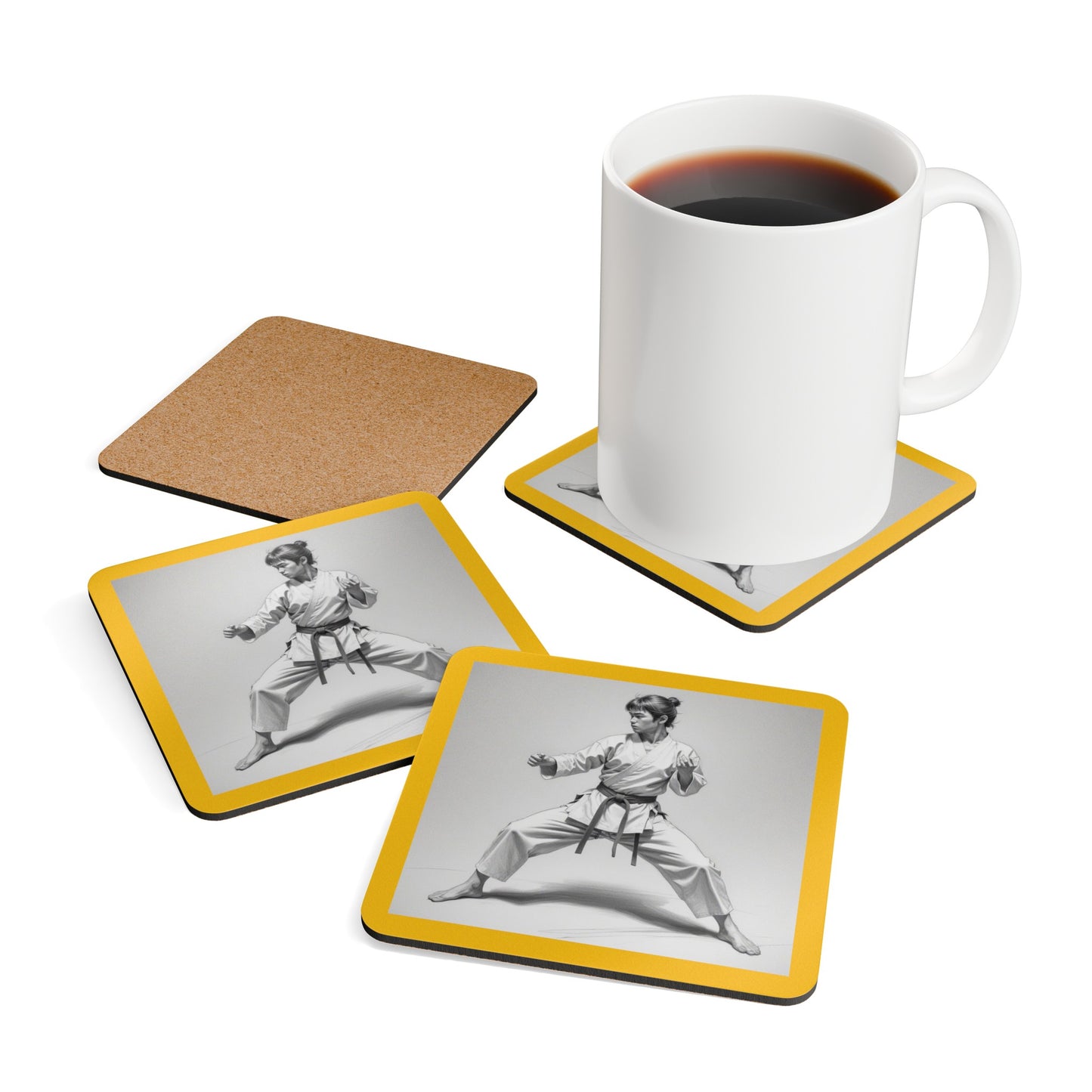 Martial Arts Corkwood Coaster Set