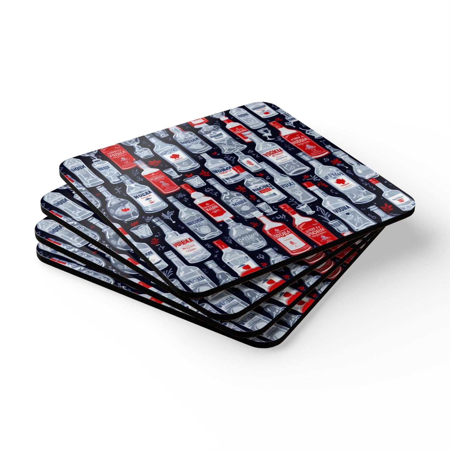 Vodka Bottles Corkwood Coaster Set