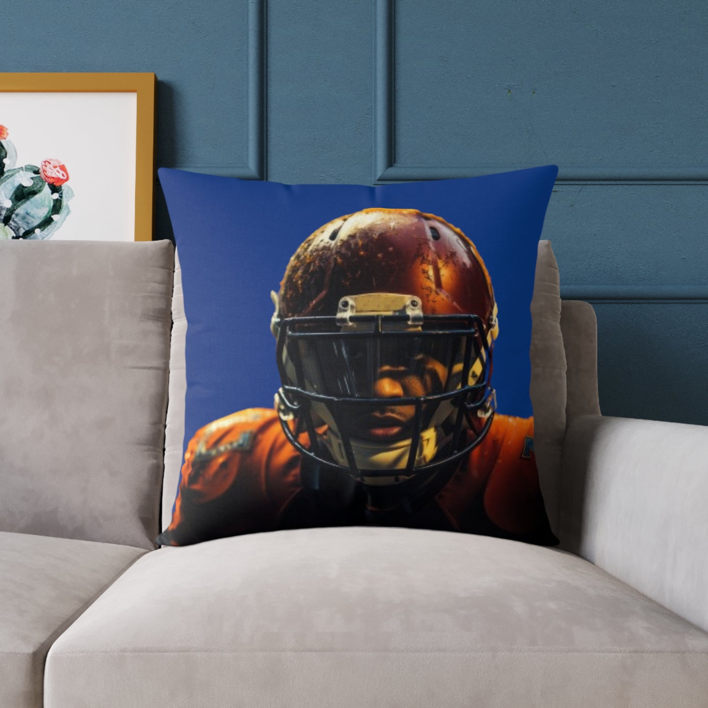 American Football Square Poly Canvas Pillow