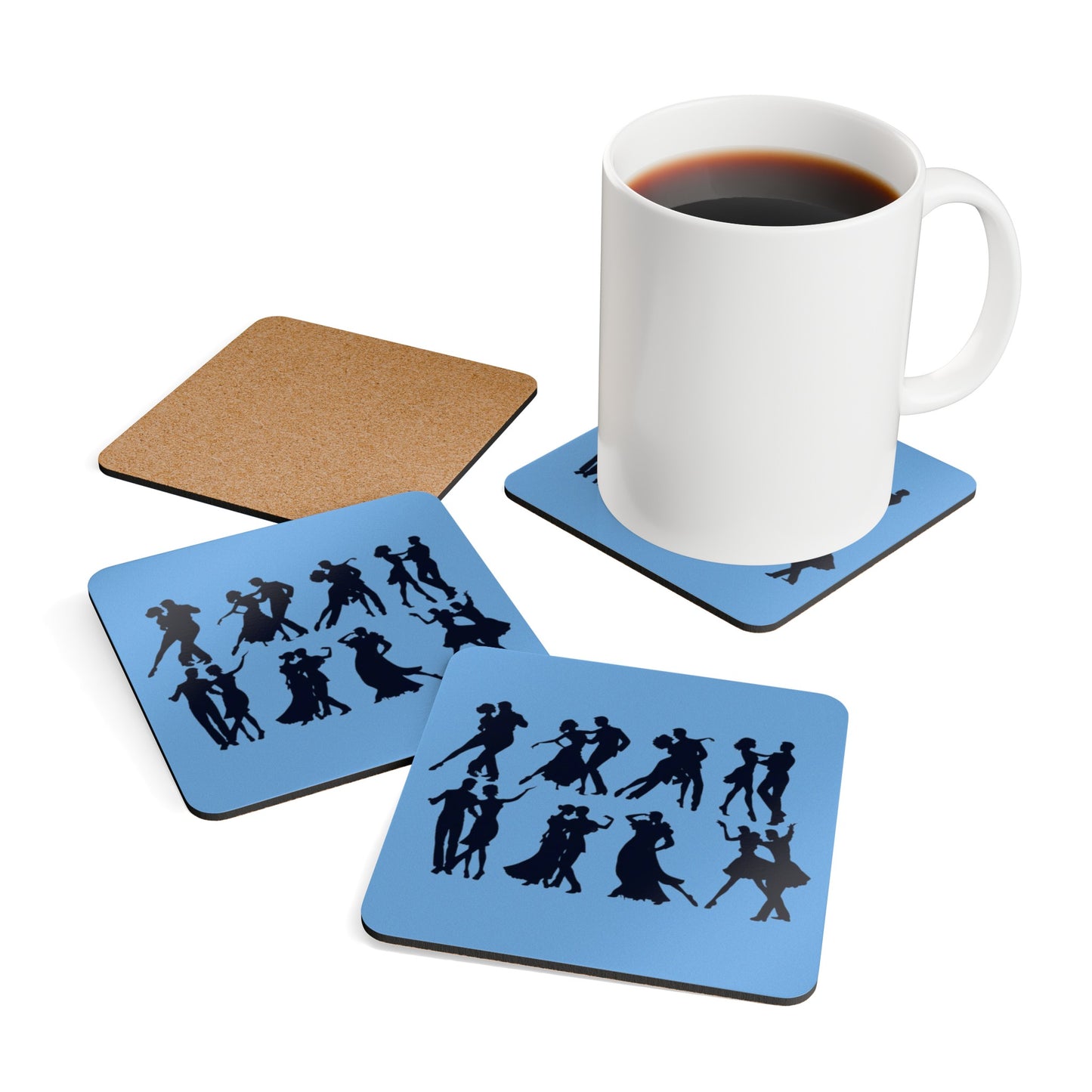 Ice Skating Corkwood Coaster Set