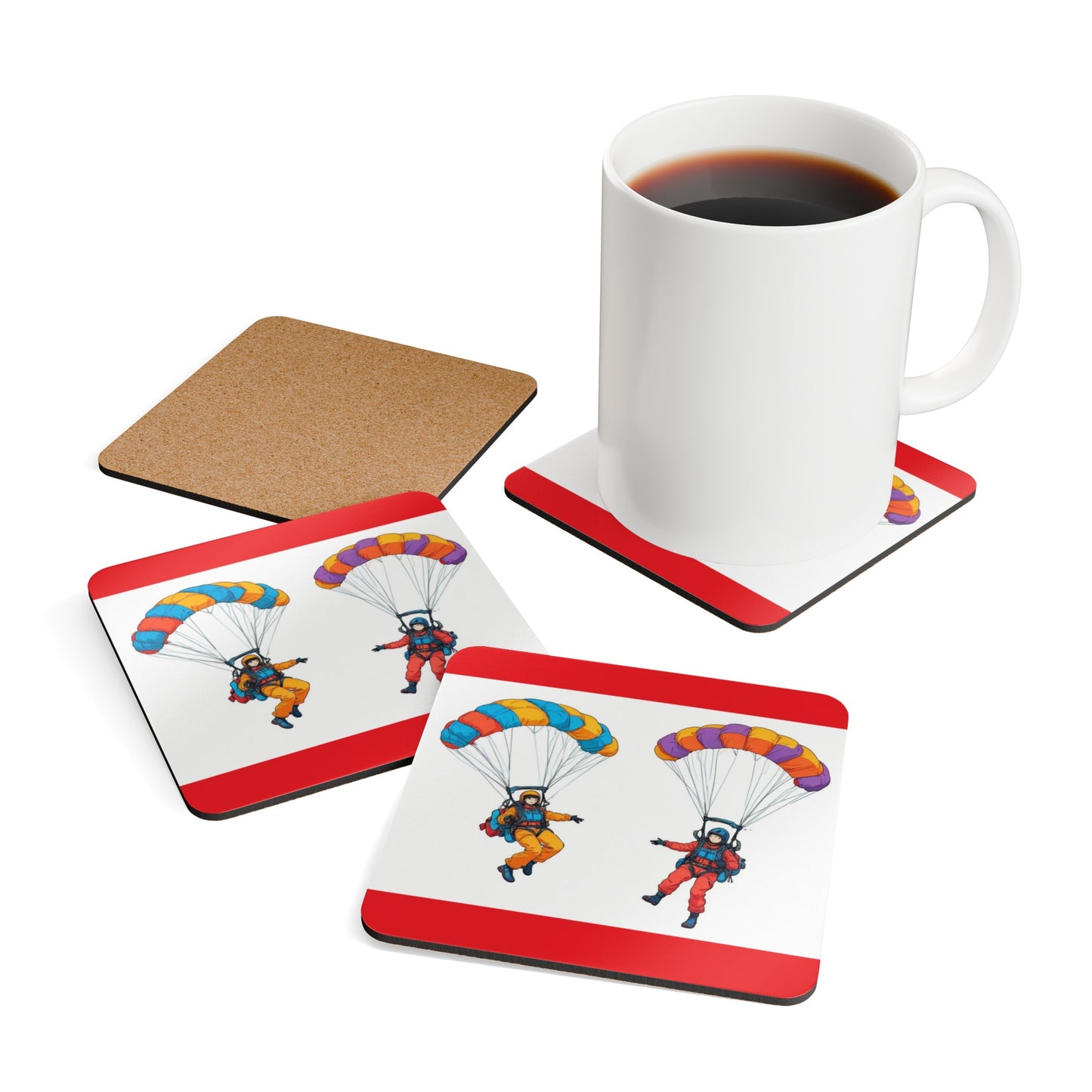 Copy of Parachuting .Corkwood Coaster Set
