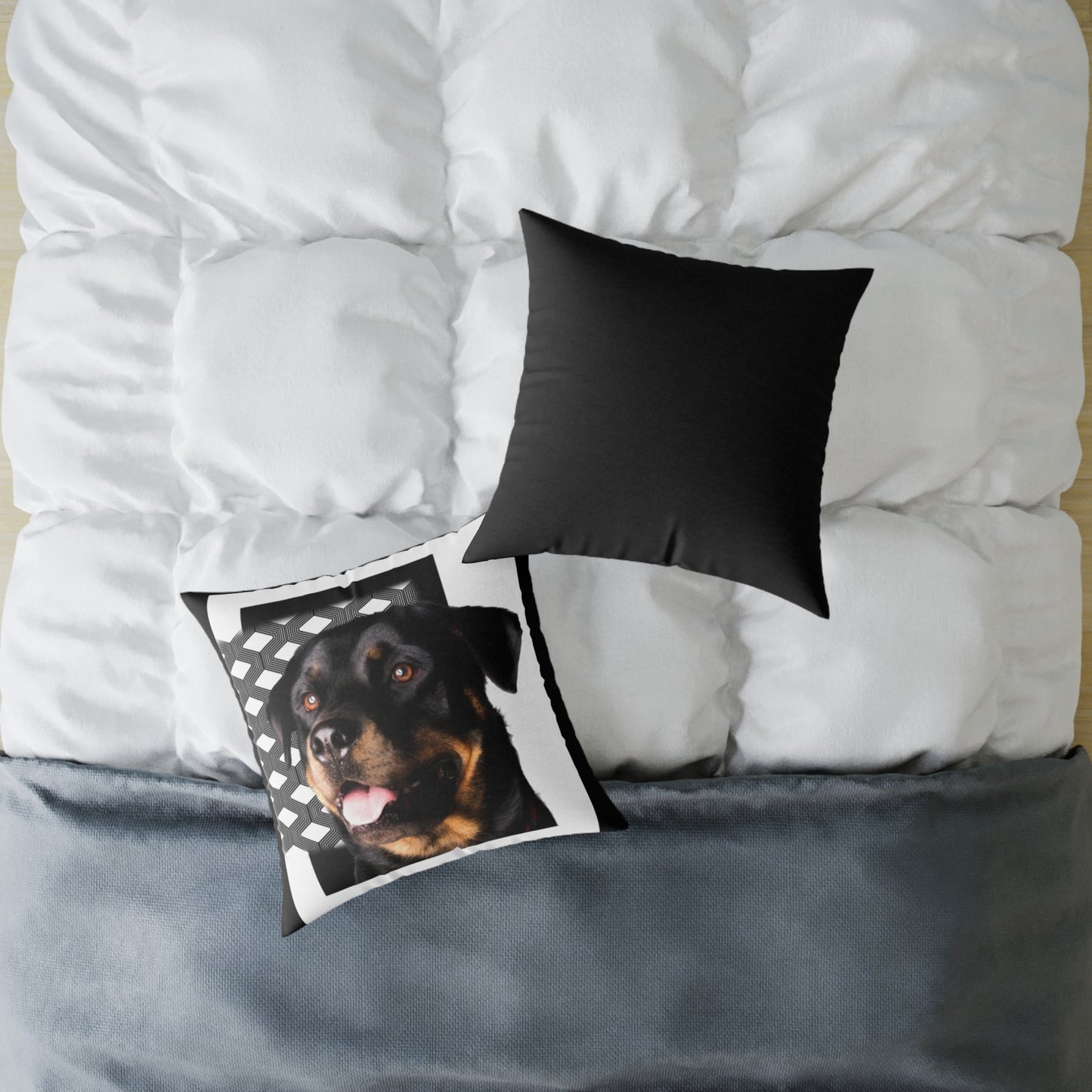 Rottweiller Square Poly Canvas Pillow