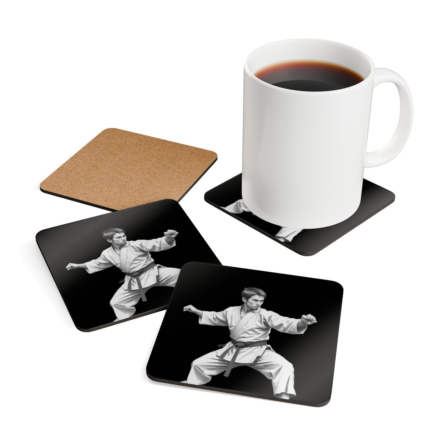 Martial Arts Corkwood Coaster Set