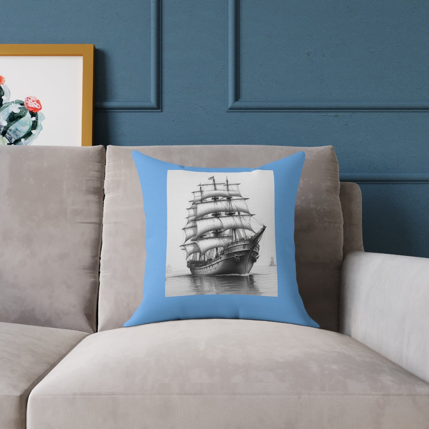 Ship Square Poly Canvas Pillow