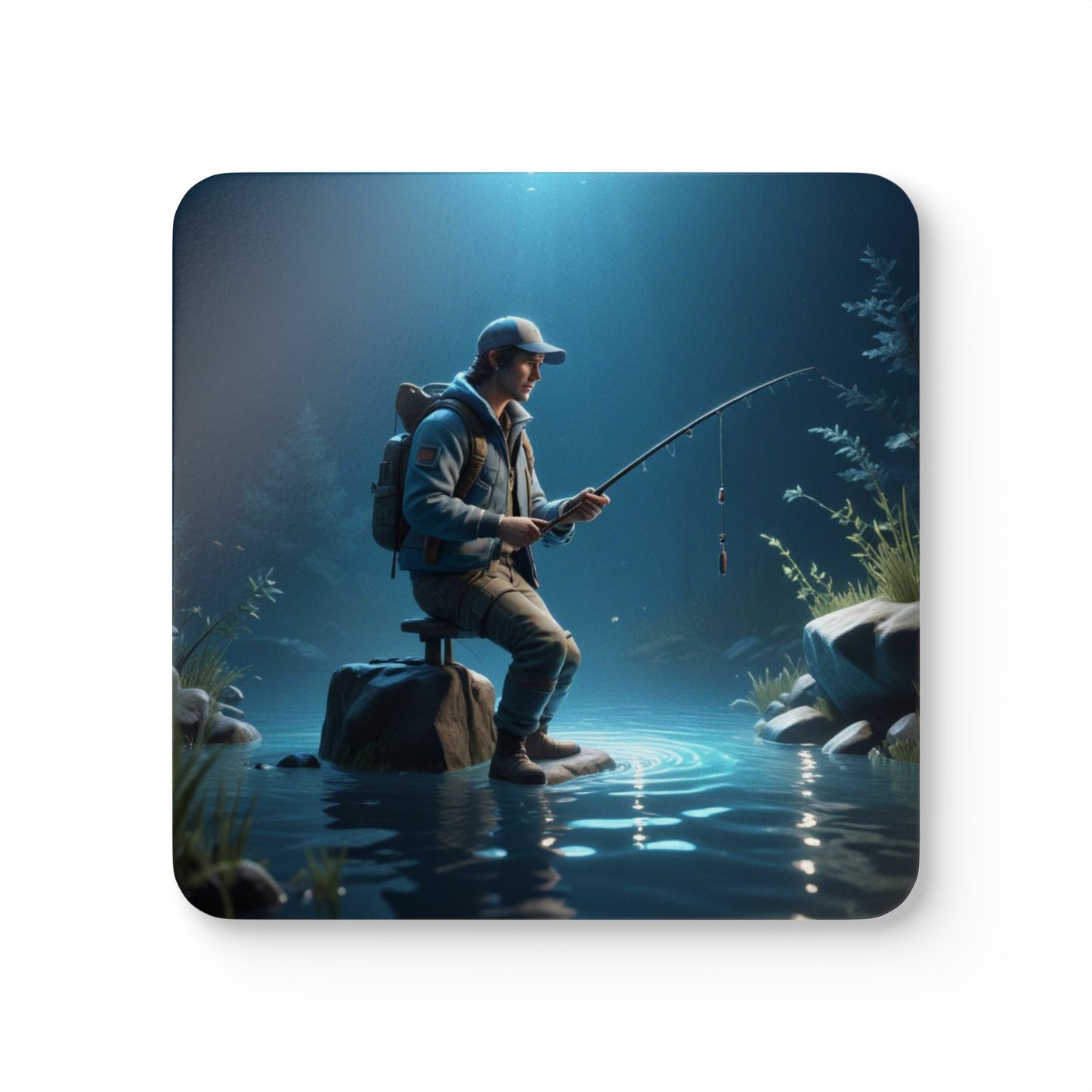 Fishing Corkwood Coaster Set