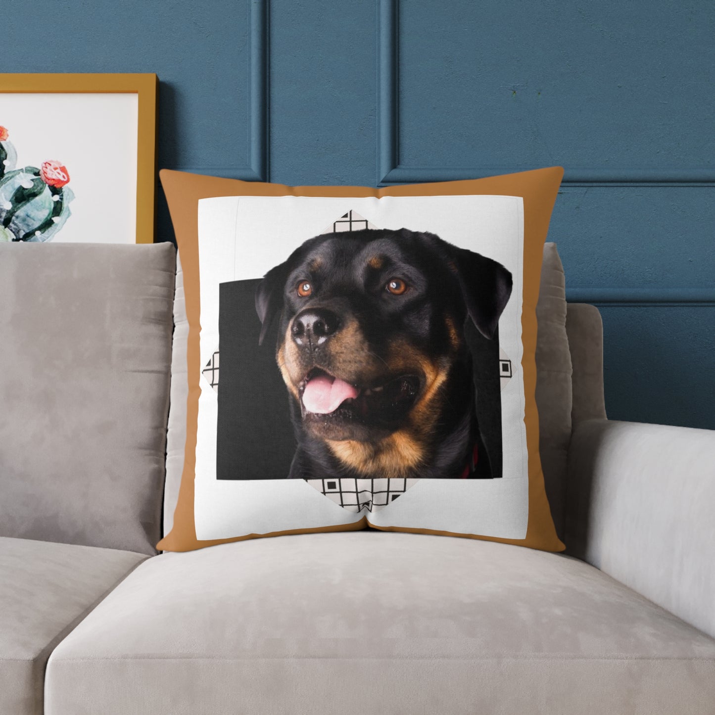Rottweiller Square Poly Canvas Pillow