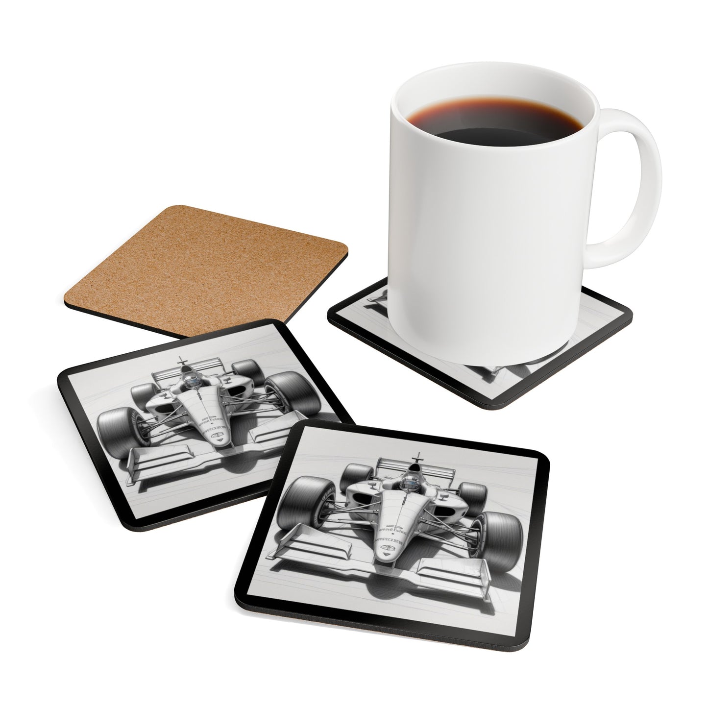 Racing Car Corkwood Coaster Set