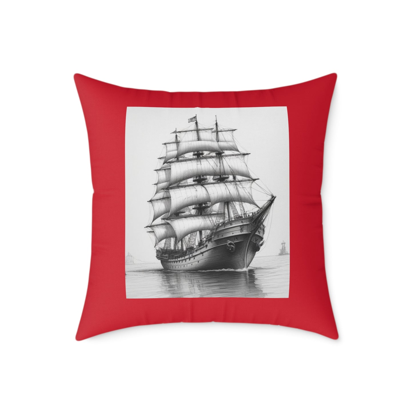 Ship Square Poly Canvas Pillow