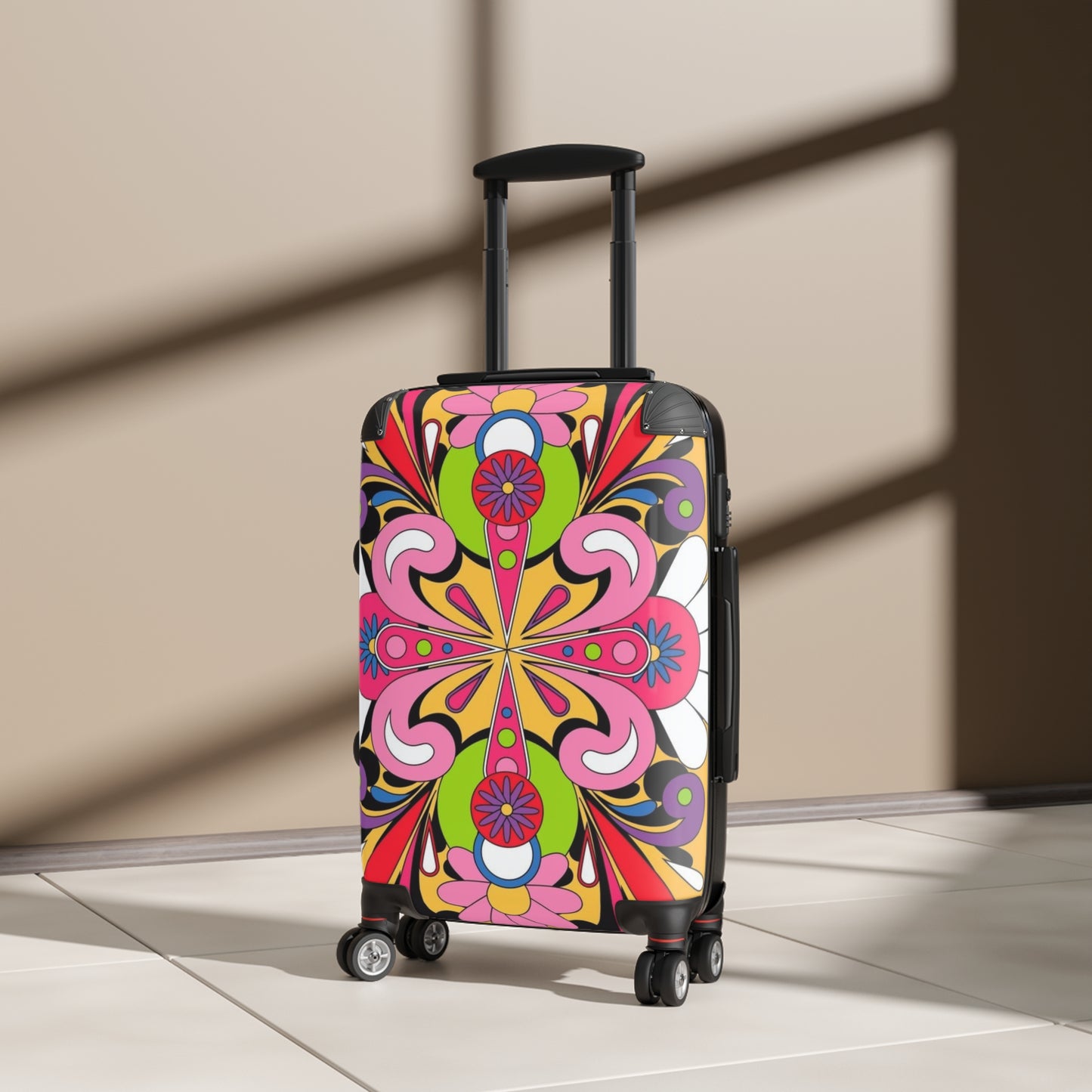 B o ho Hippie 70s Prin t G ift.Vintage Suitcase Travel case , Holiday luggage , Travel 70s Prin t , Hippie Case, Beach Case Vintage Case