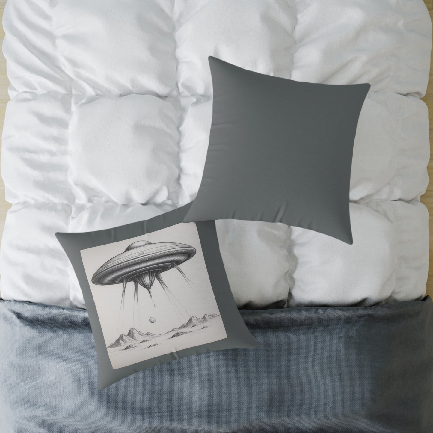 Ufo Square Poly Canvas Pillow