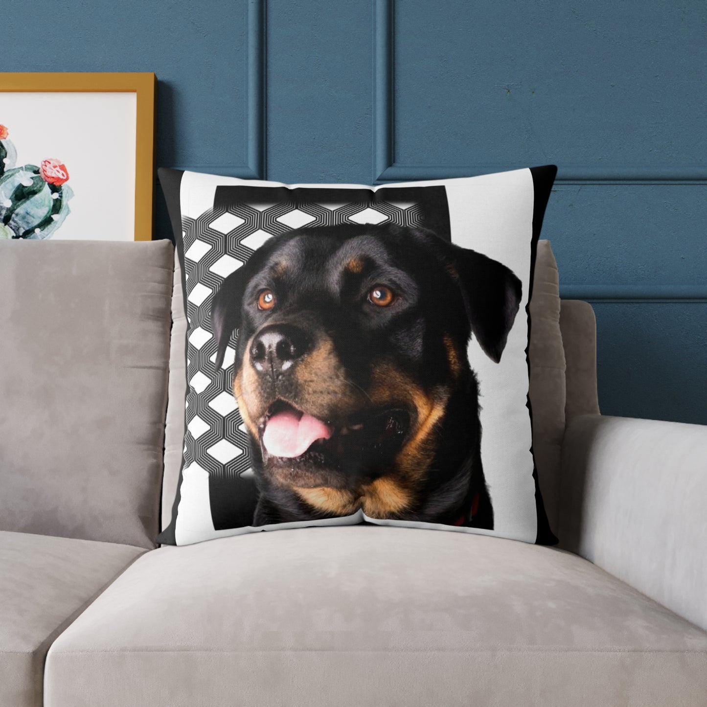 Rottweiller Square Poly Canvas Pillow