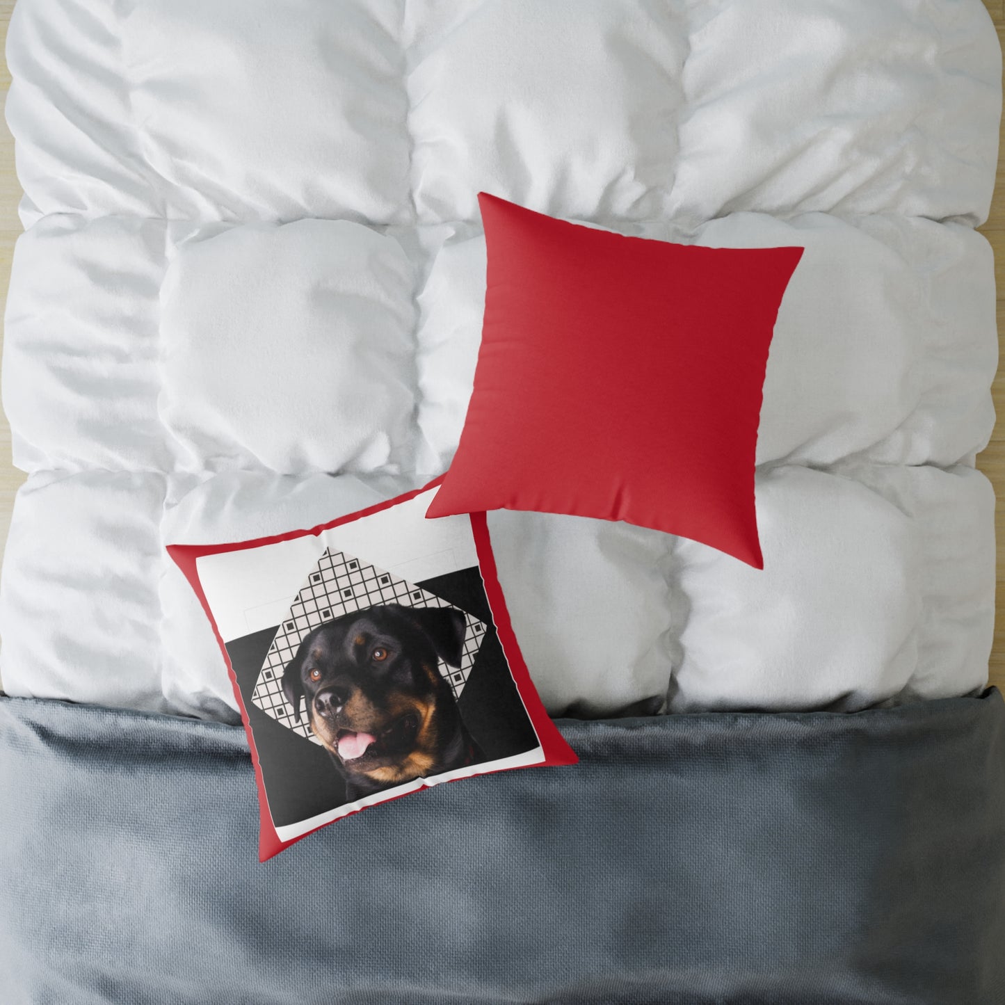 Rottweiller Square Poly Canvas Pillow