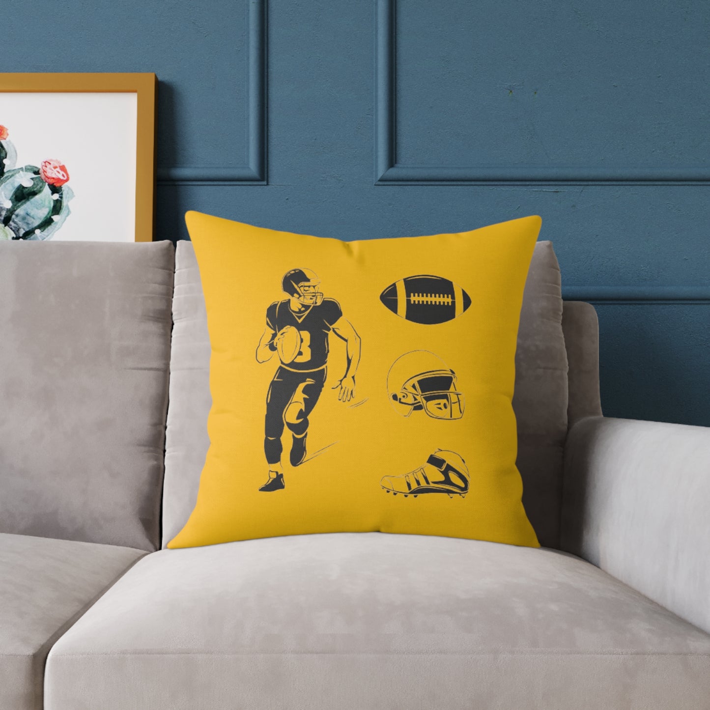 American Football Square Poly Canvas Pillow