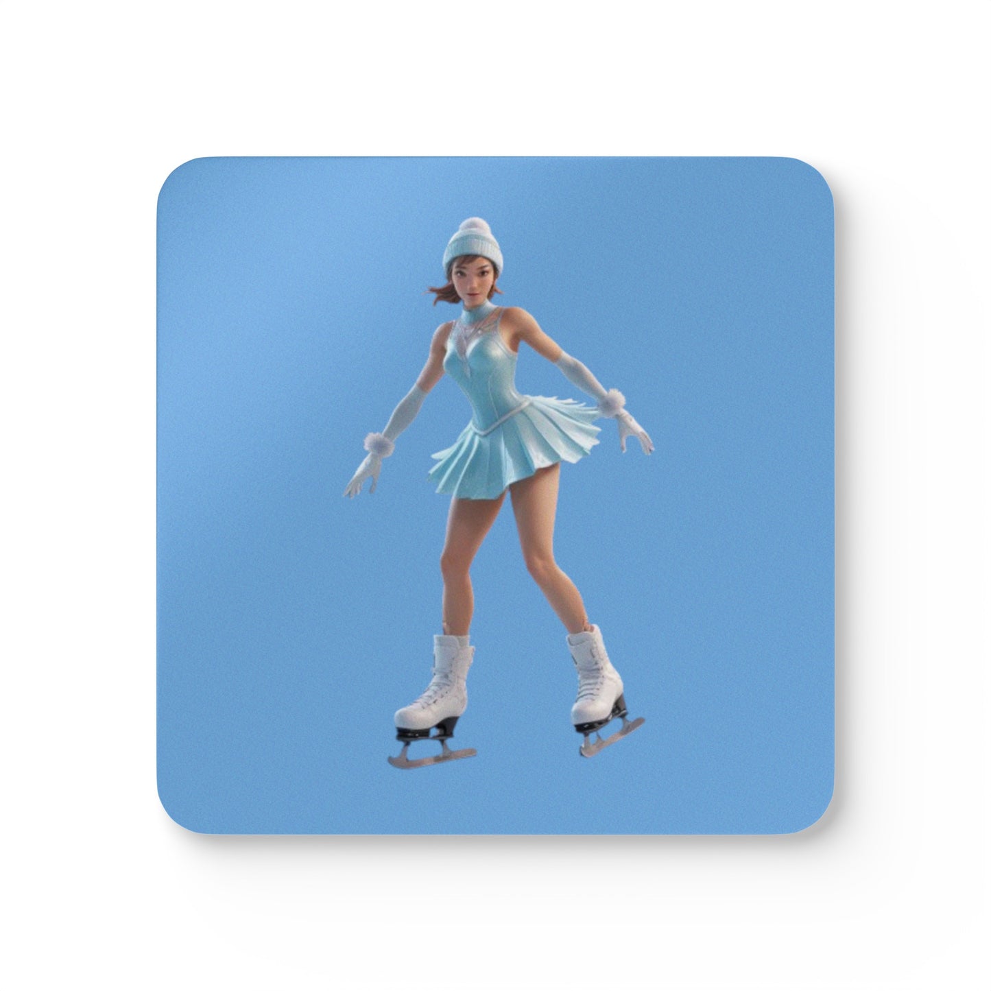 Ice Skating Corkwood Coaster Set