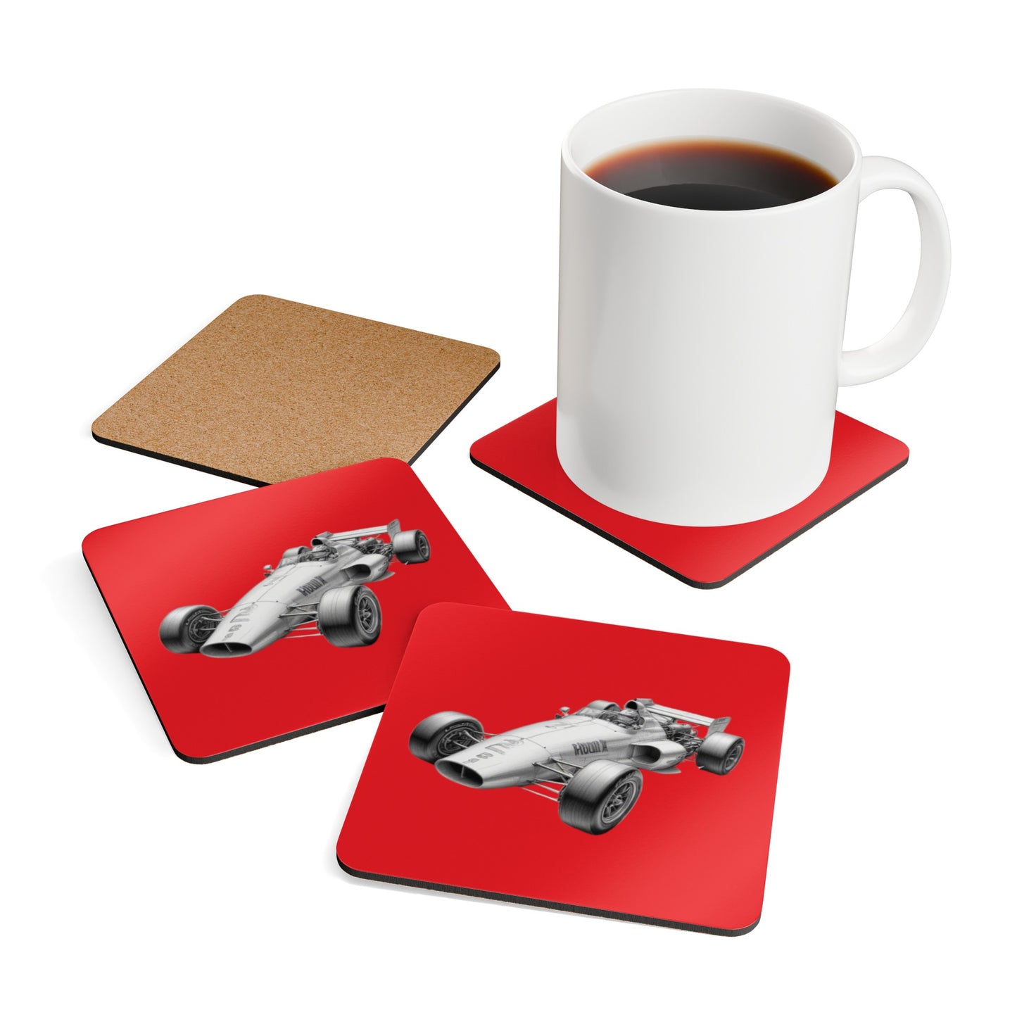 Racing Car Corkwood Coaster Set