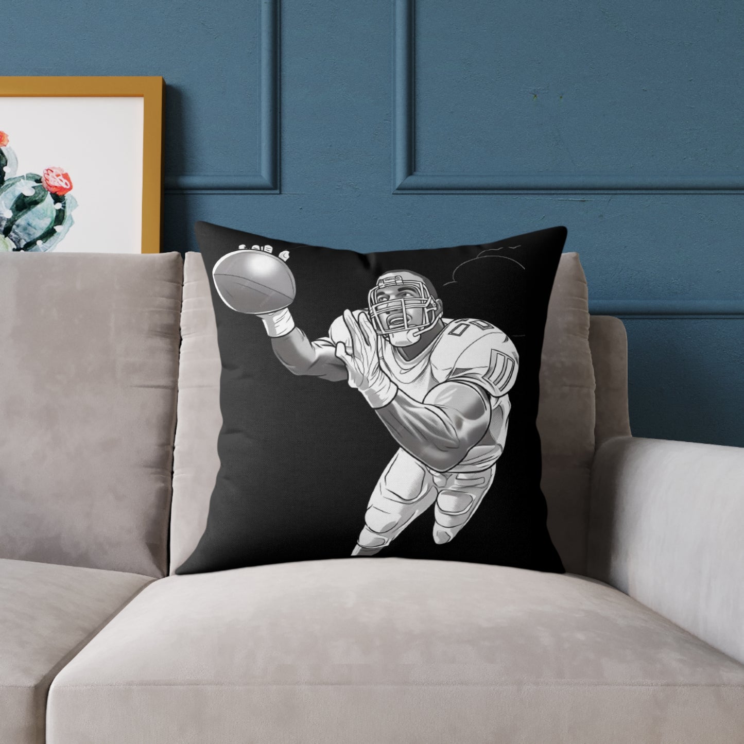American Football Square Poly Canvas Pillow