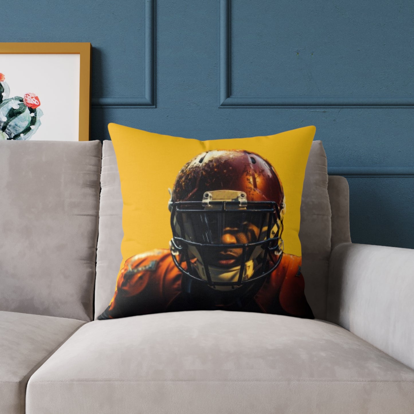 American Football Square Poly Canvas Pillow