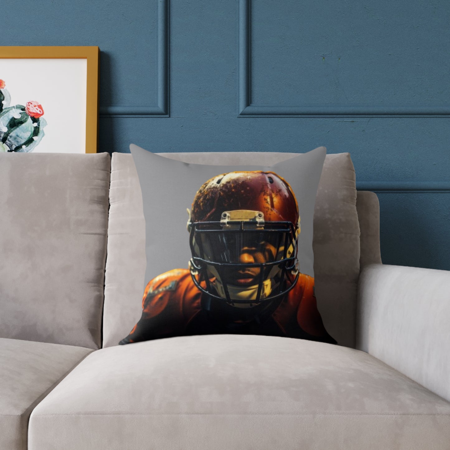 American Football Square Poly Canvas Pillow