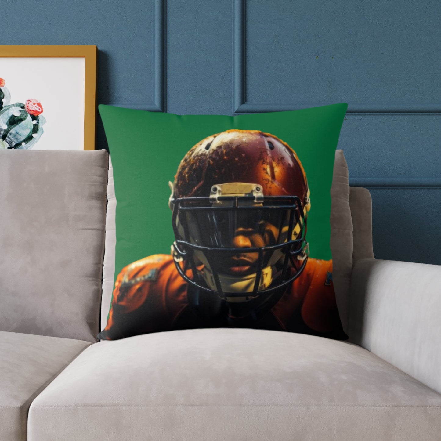 American Football Square Poly Canvas Pillow