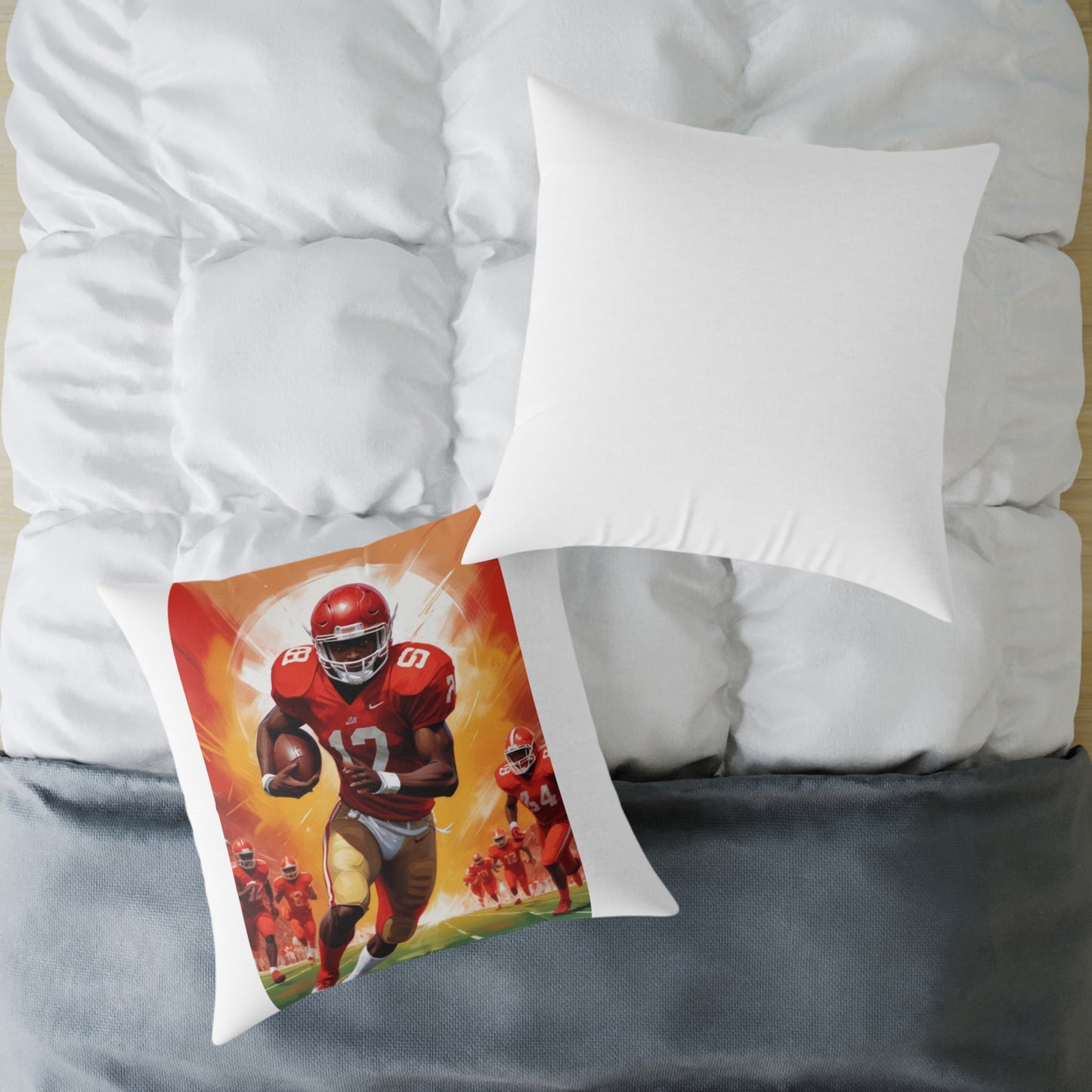 American Football Square Poly Canvas Pillow