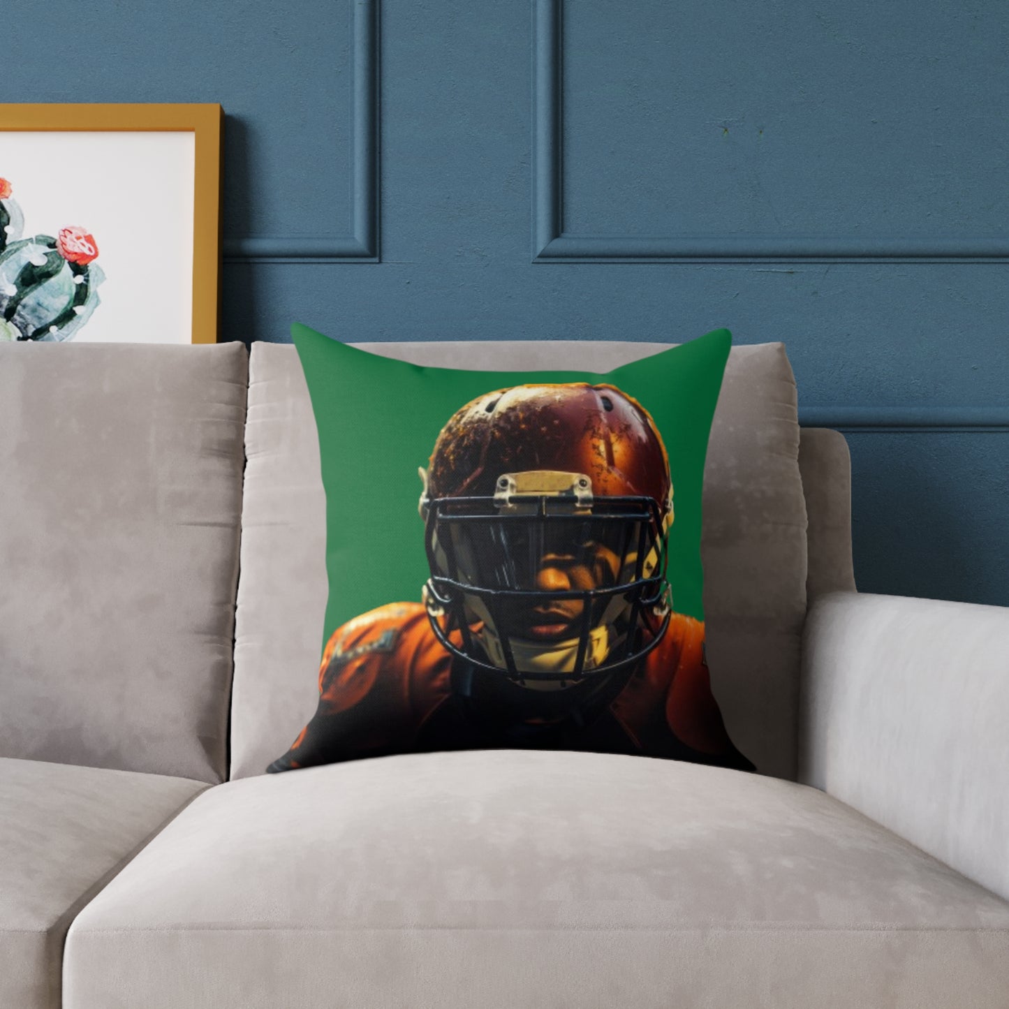 American Football Square Poly Canvas Pillow