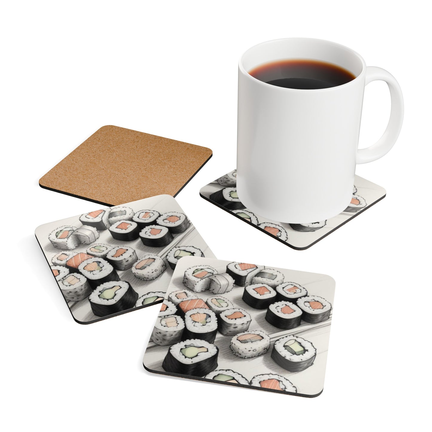 Sushi Corkwood Coaster Set