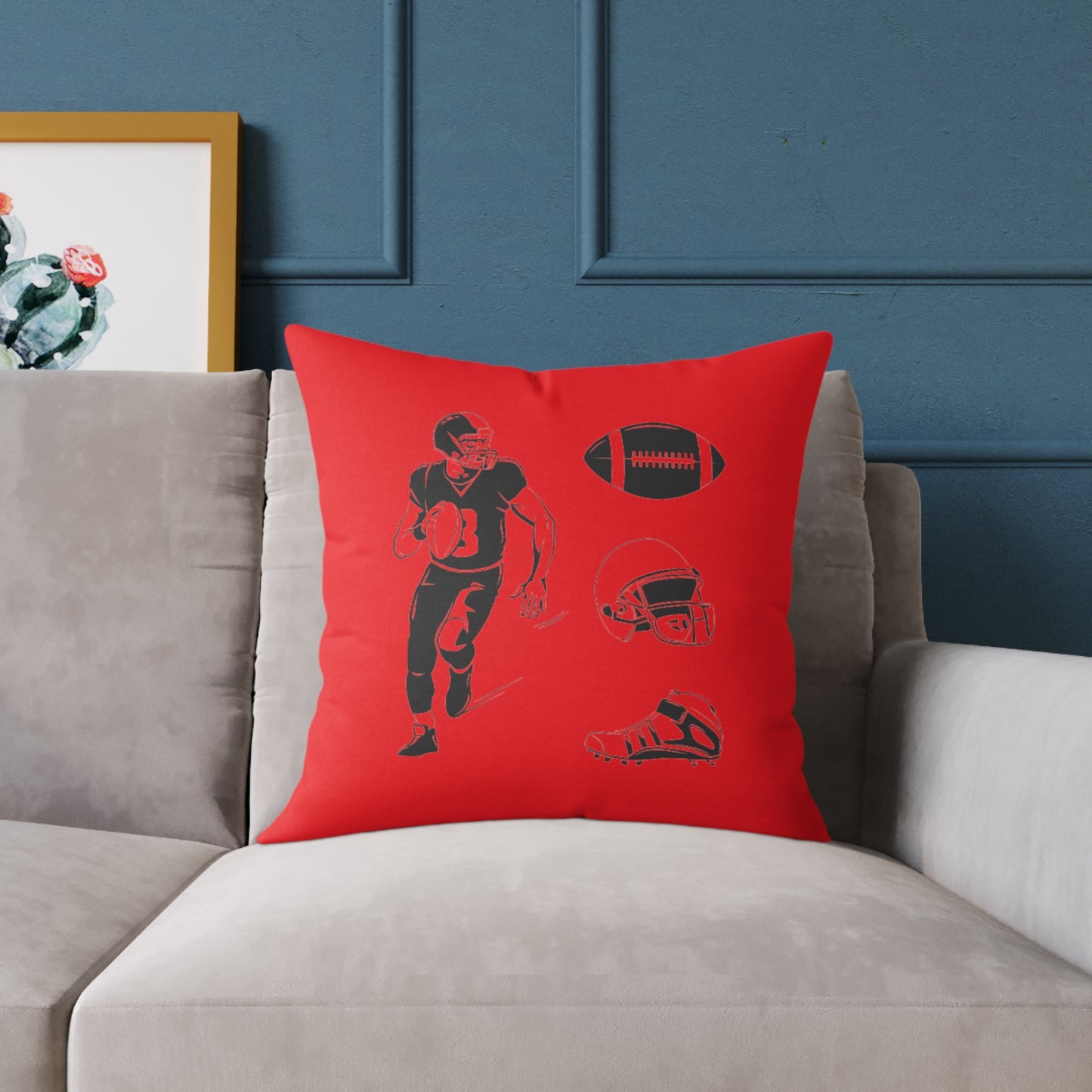 American Football Square Poly Canvas Pillow