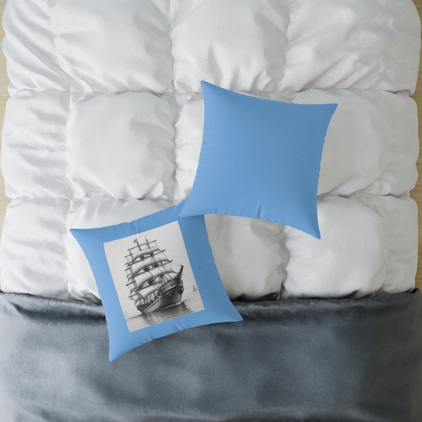 Ship Square Poly Canvas Pillow