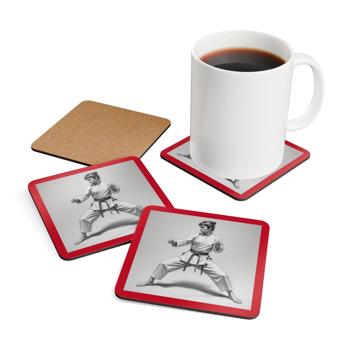 Martial Arts Corkwood Coaster Set