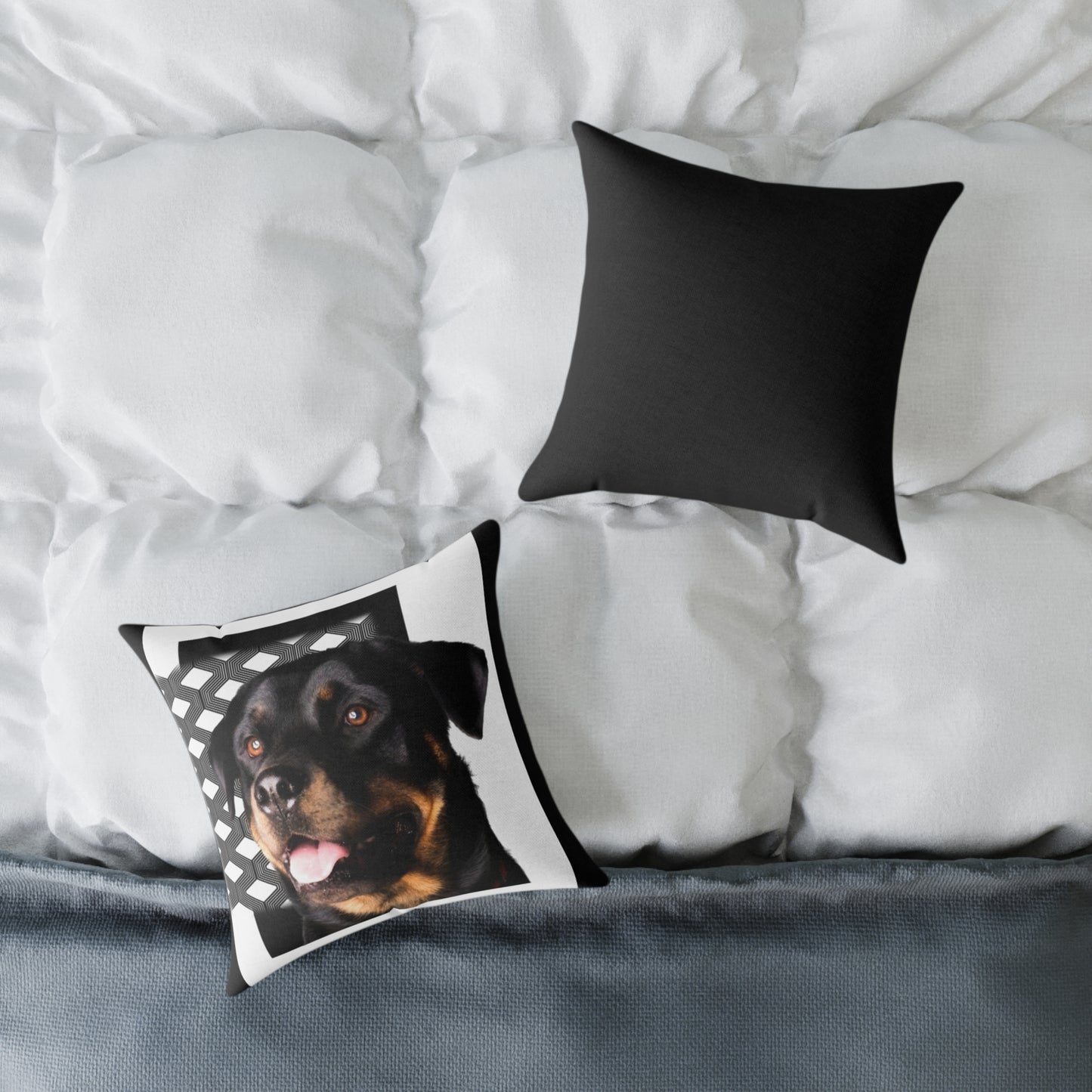 Rottweiller Square Poly Canvas Pillow
