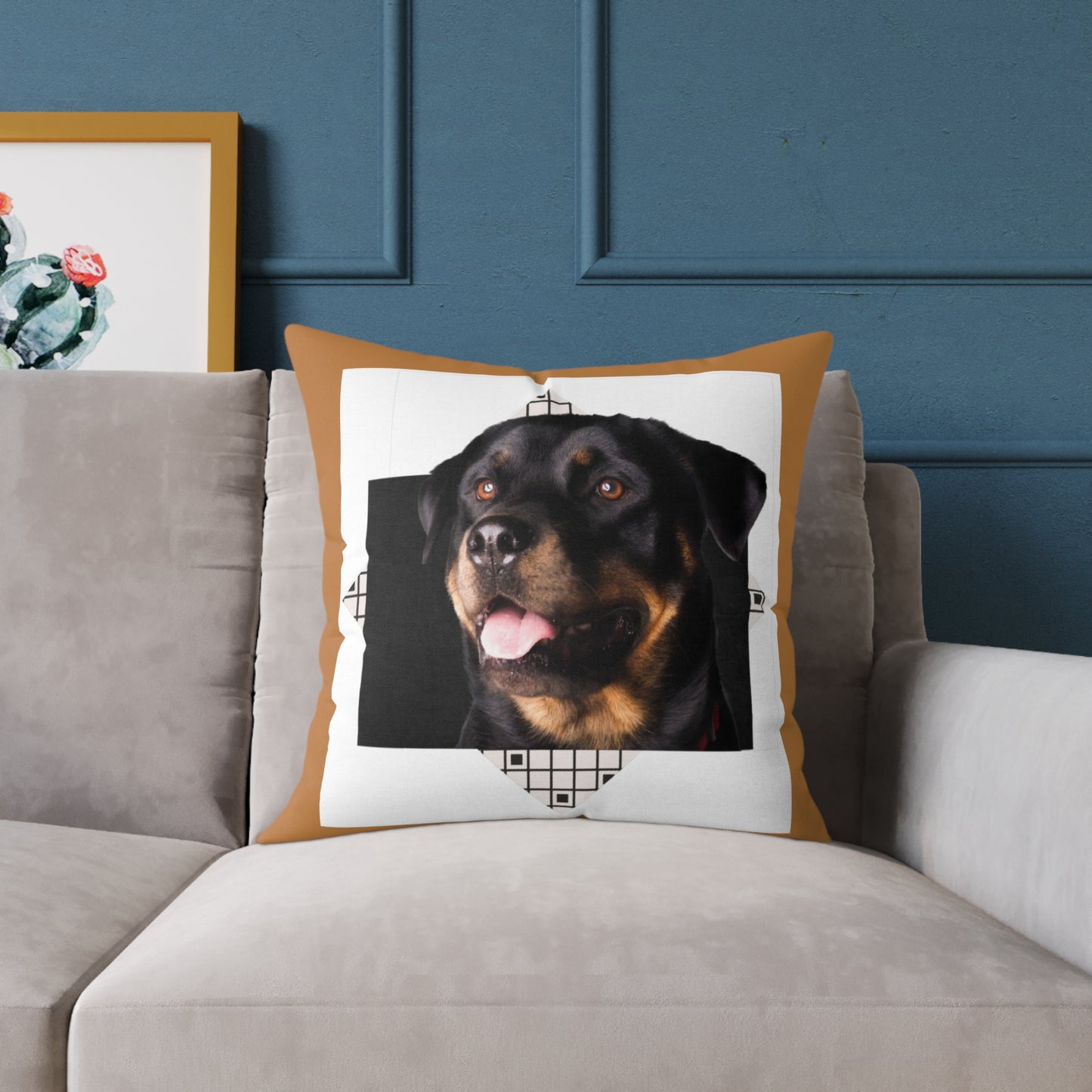 Rottweiller Square Poly Canvas Pillow