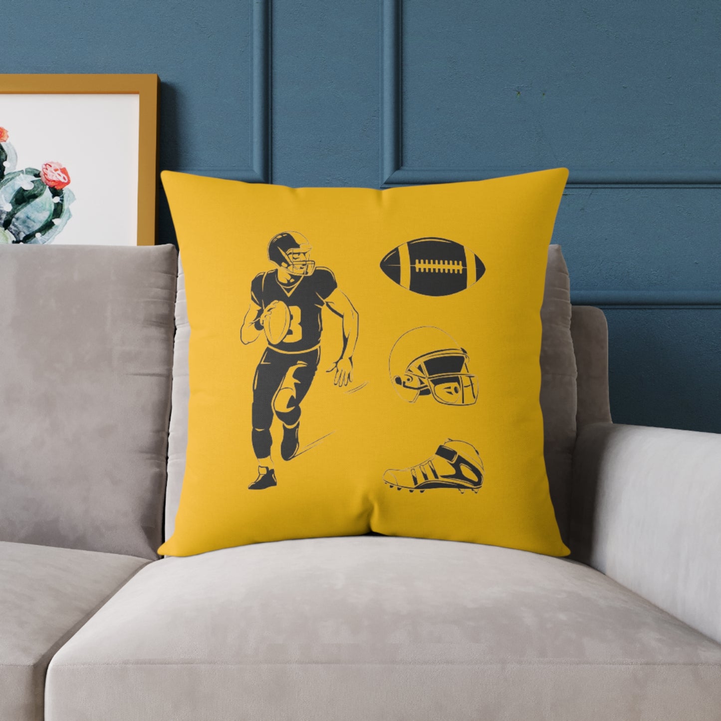 American Football Square Poly Canvas Pillow