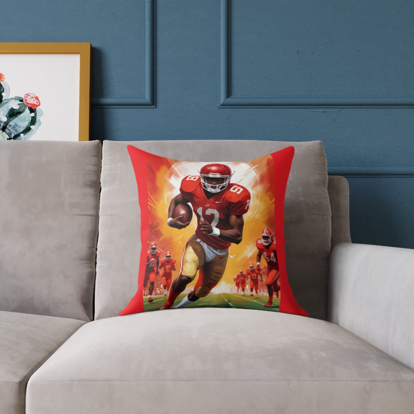 American Football Square Poly Canvas Pillow