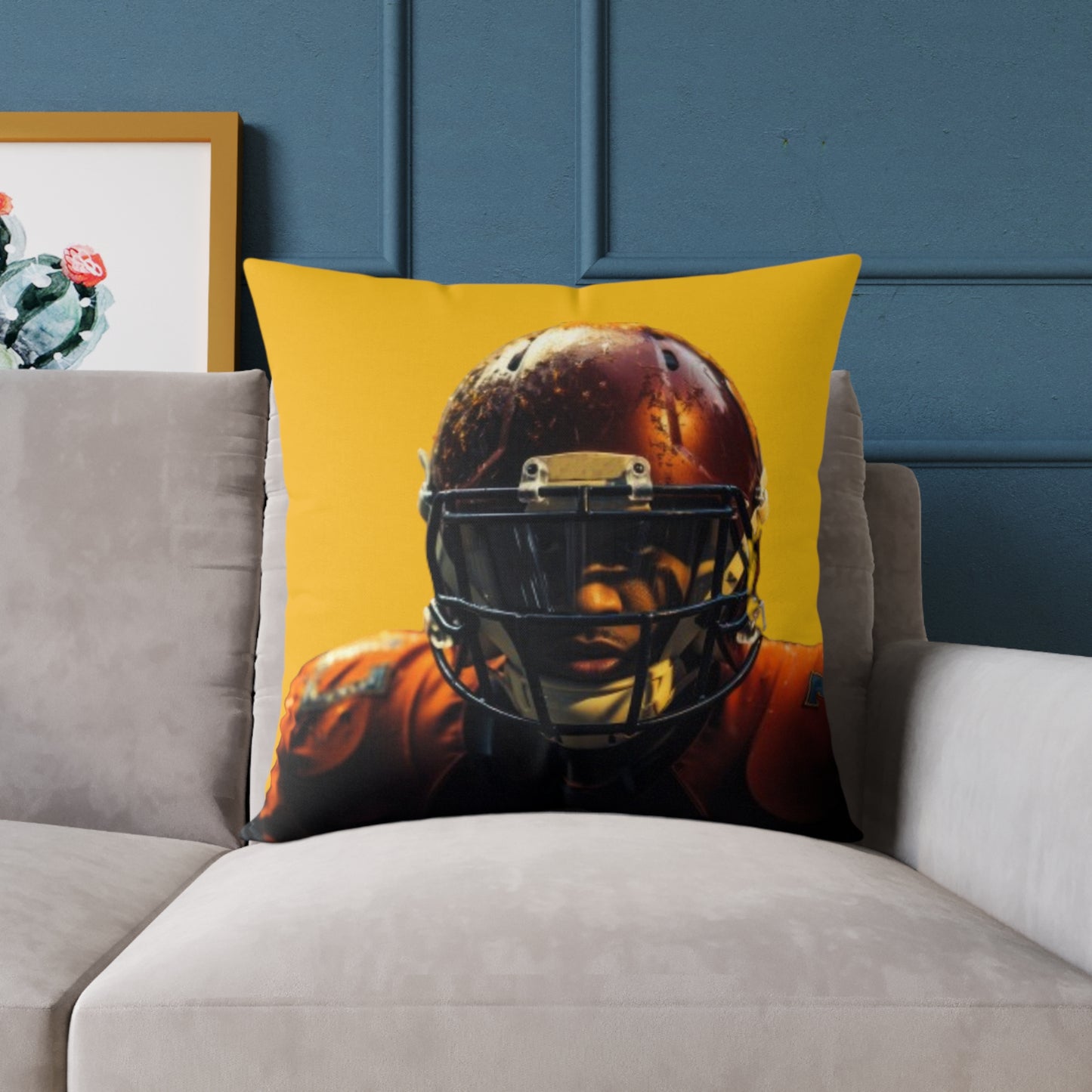 American Football Square Poly Canvas Pillow