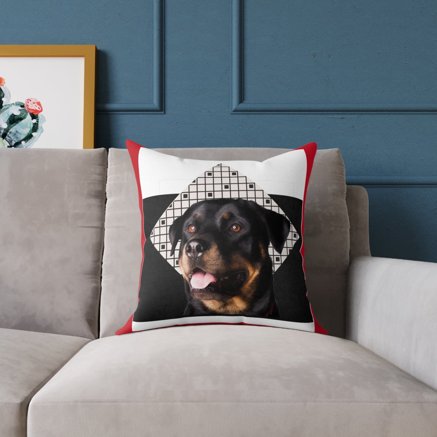 Rottweiller Square Poly Canvas Pillow