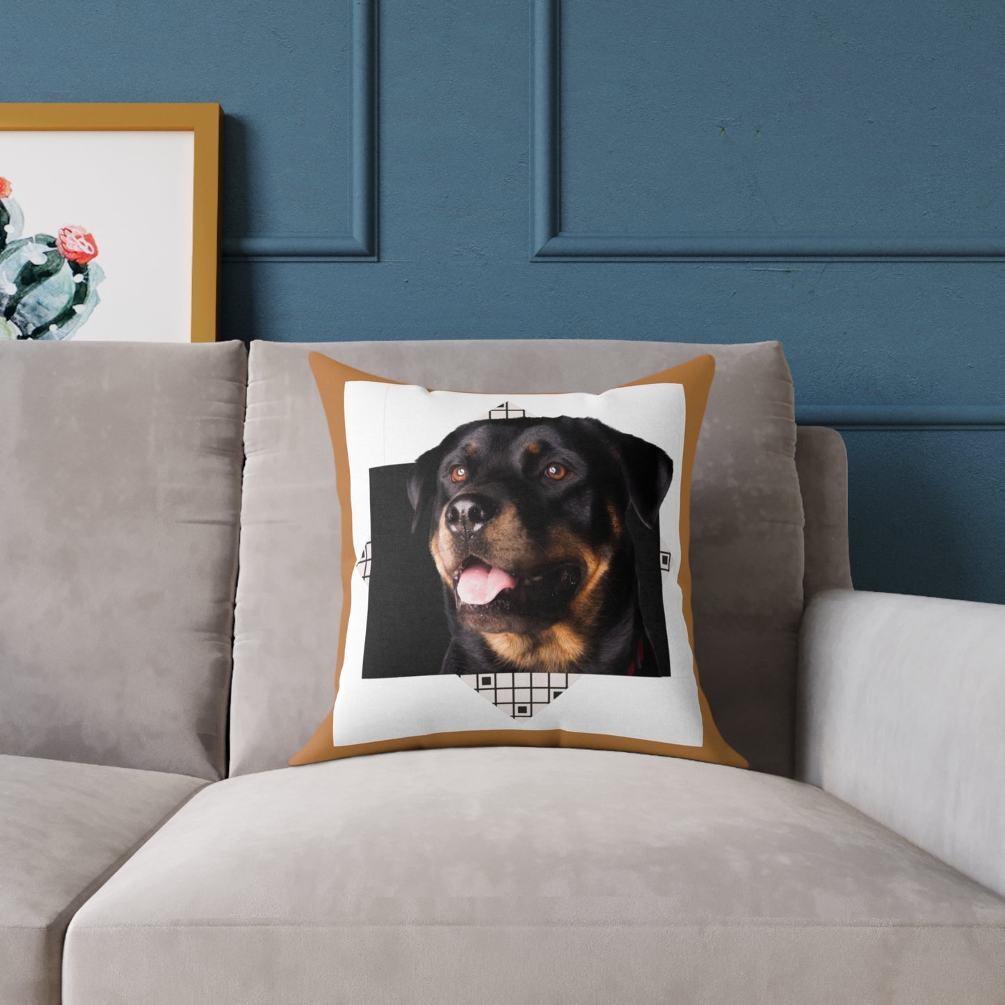 Rottweiller Square Poly Canvas Pillow