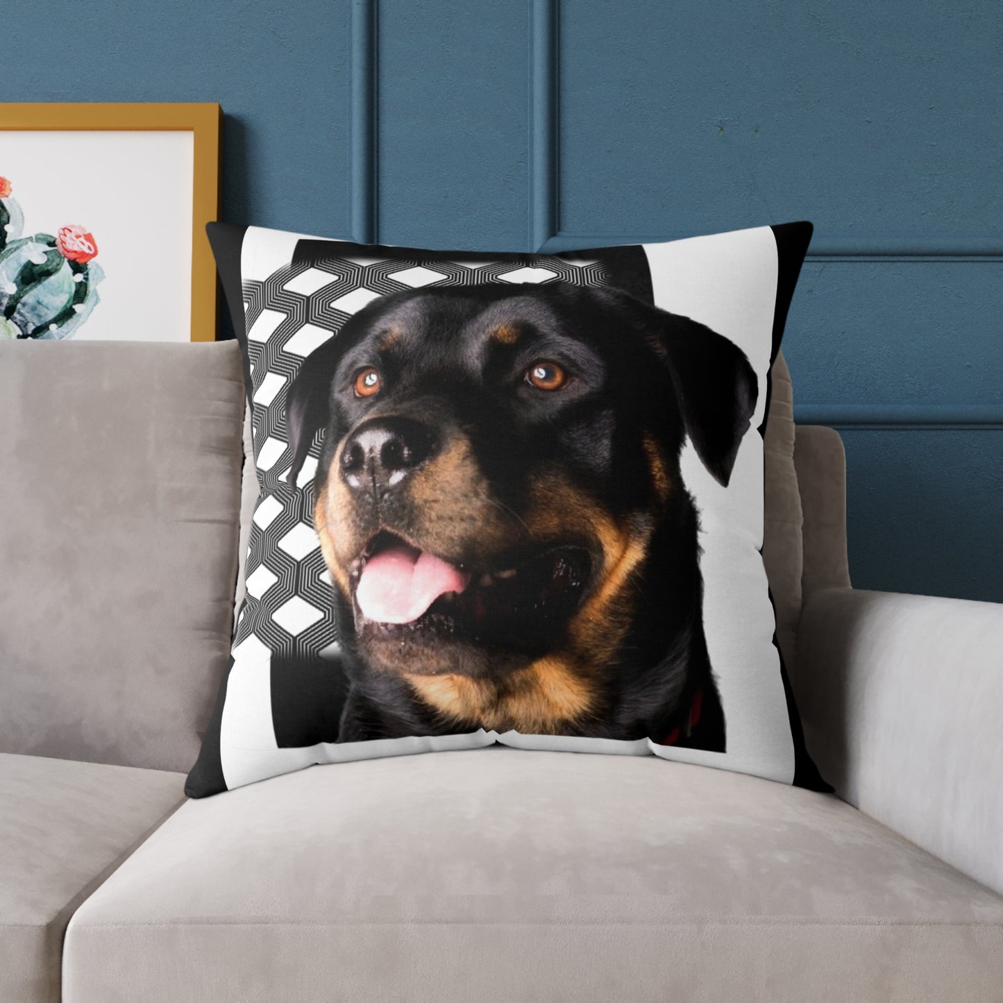 Rottweiller Square Poly Canvas Pillow
