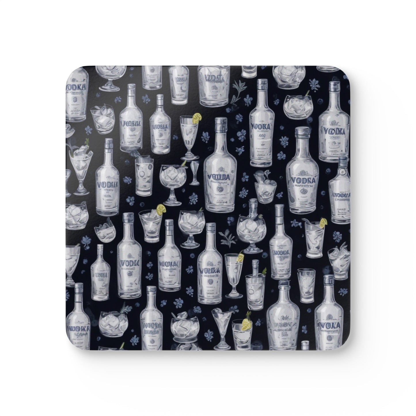 Vodka Bottles Corkwood Coaster Set
