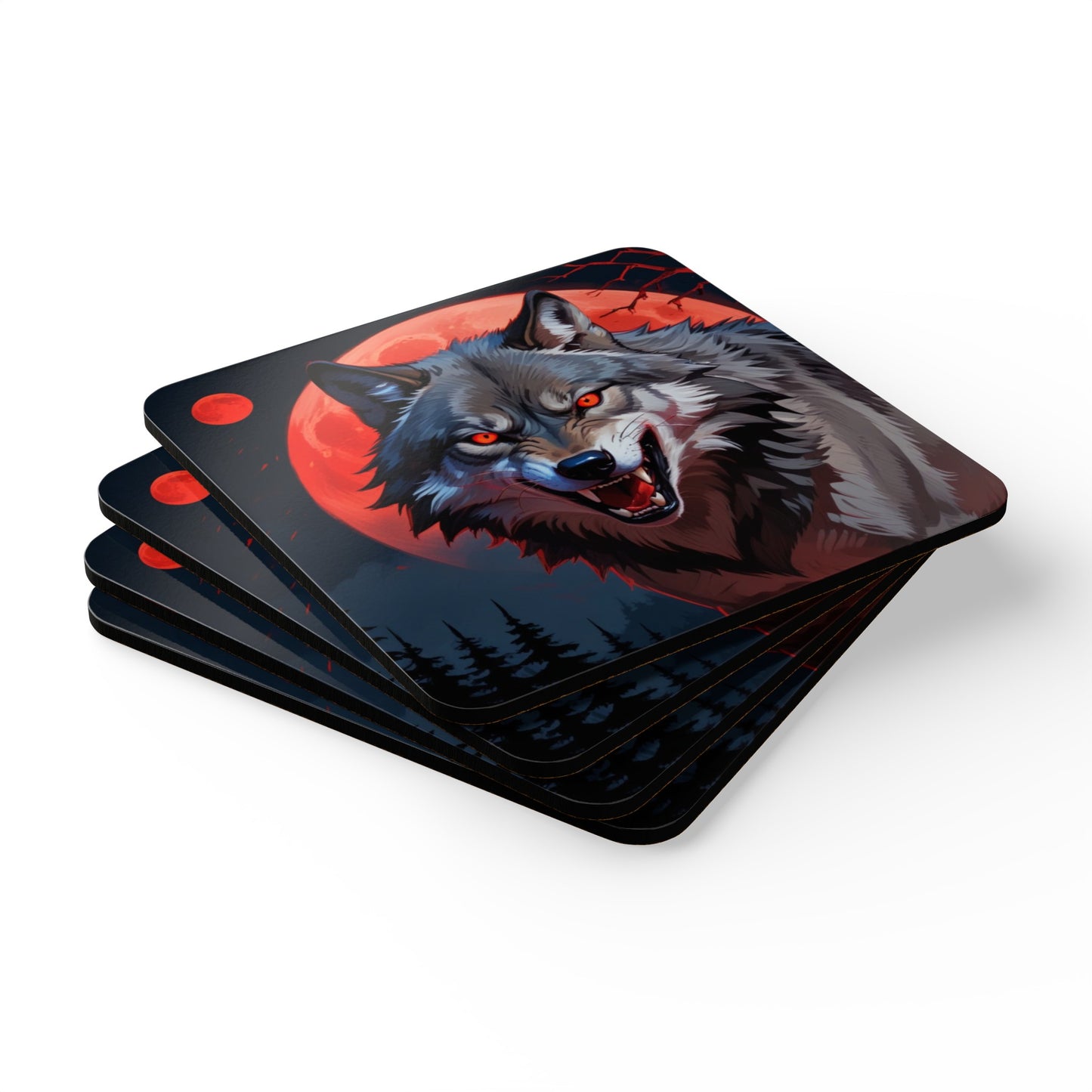 Wolf Corkwood Coaster Set