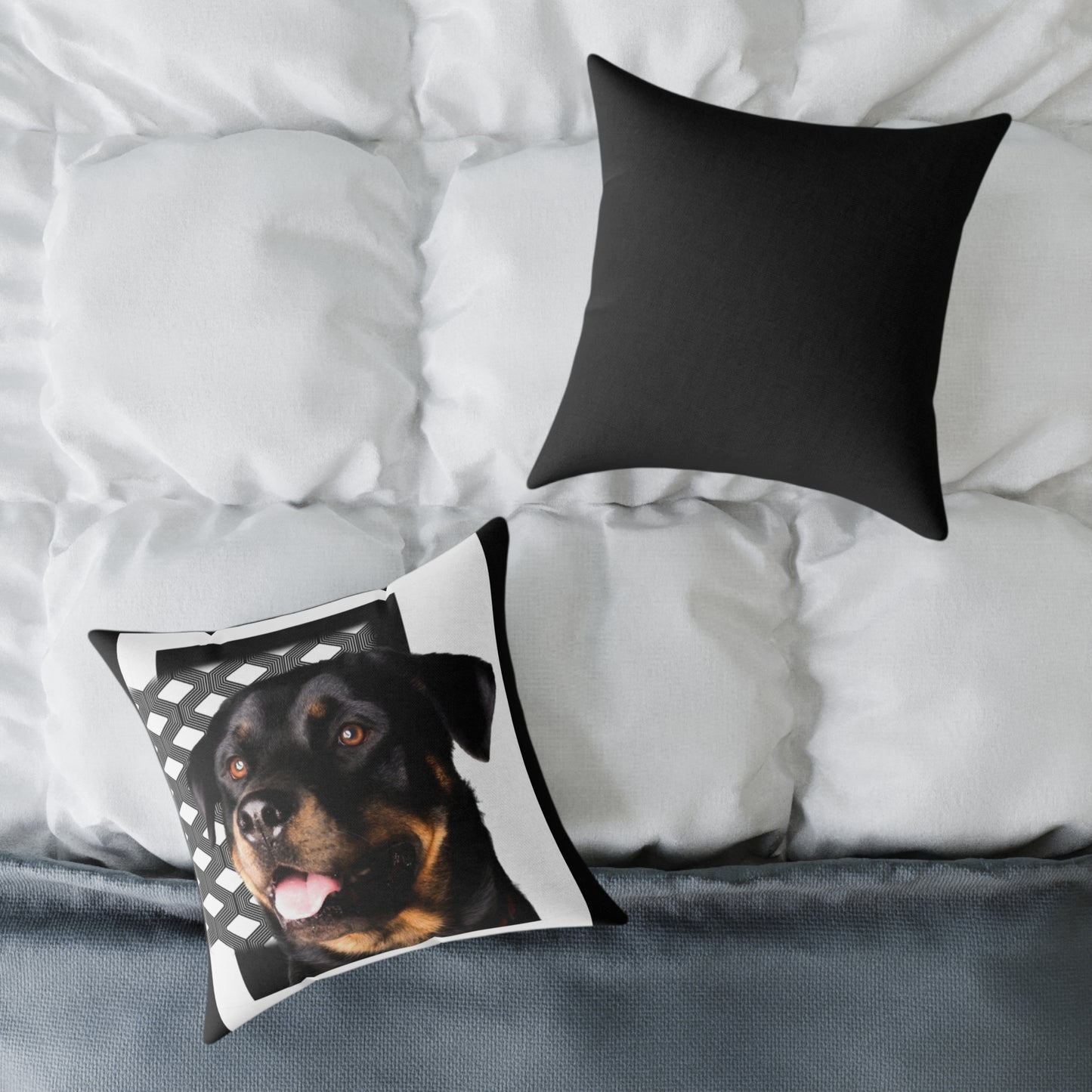 Rottweiller Square Poly Canvas Pillow