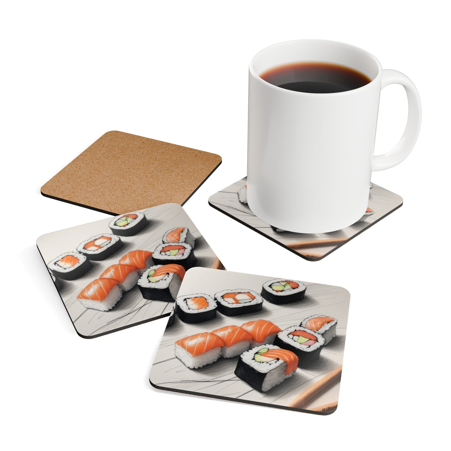 Sushi Corkwood Coaster Set