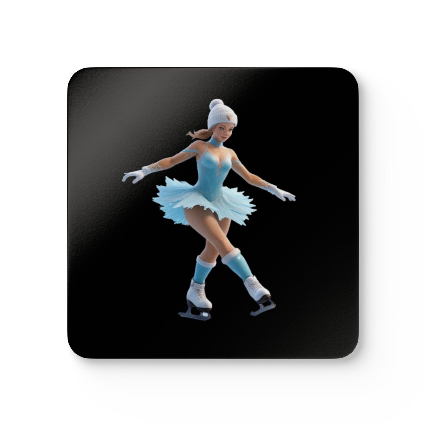 Ice Skating Corkwood Coaster Set