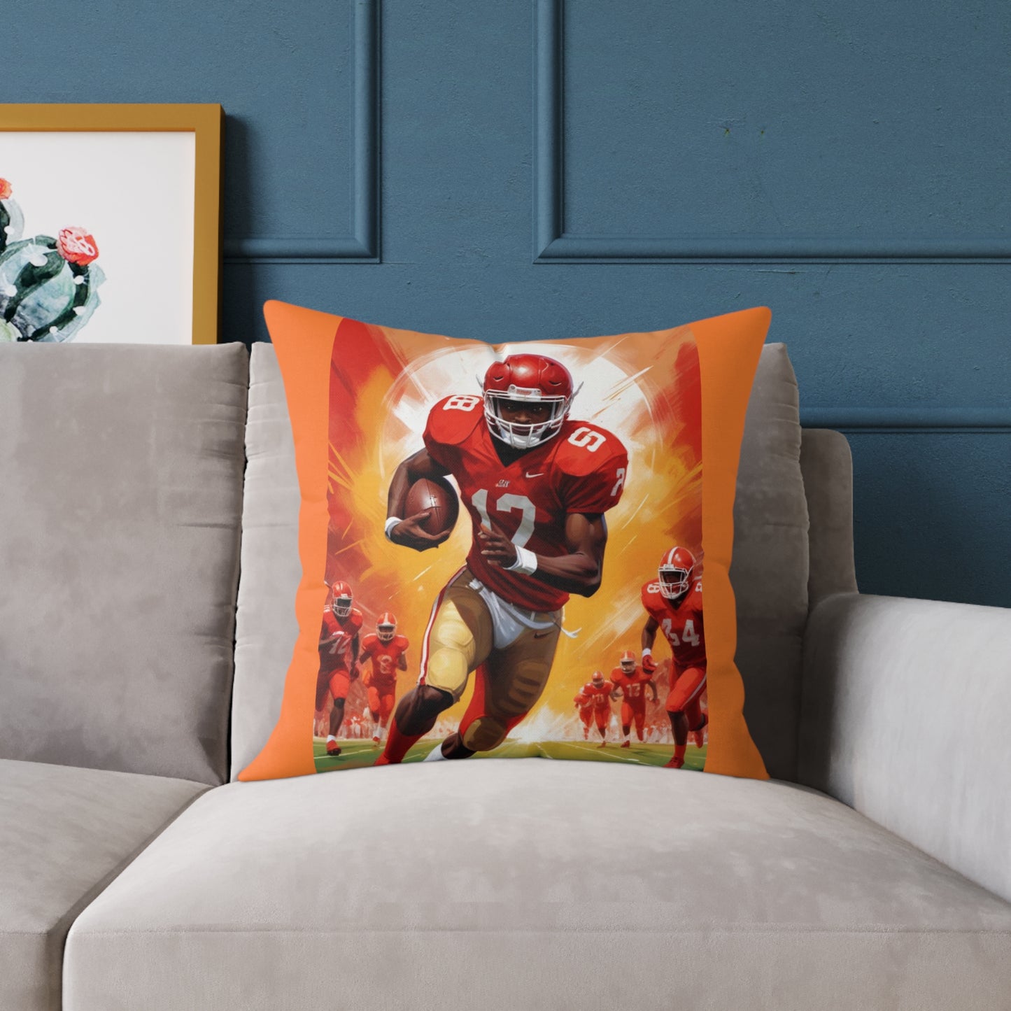 American Football Square Poly Canvas Pillow