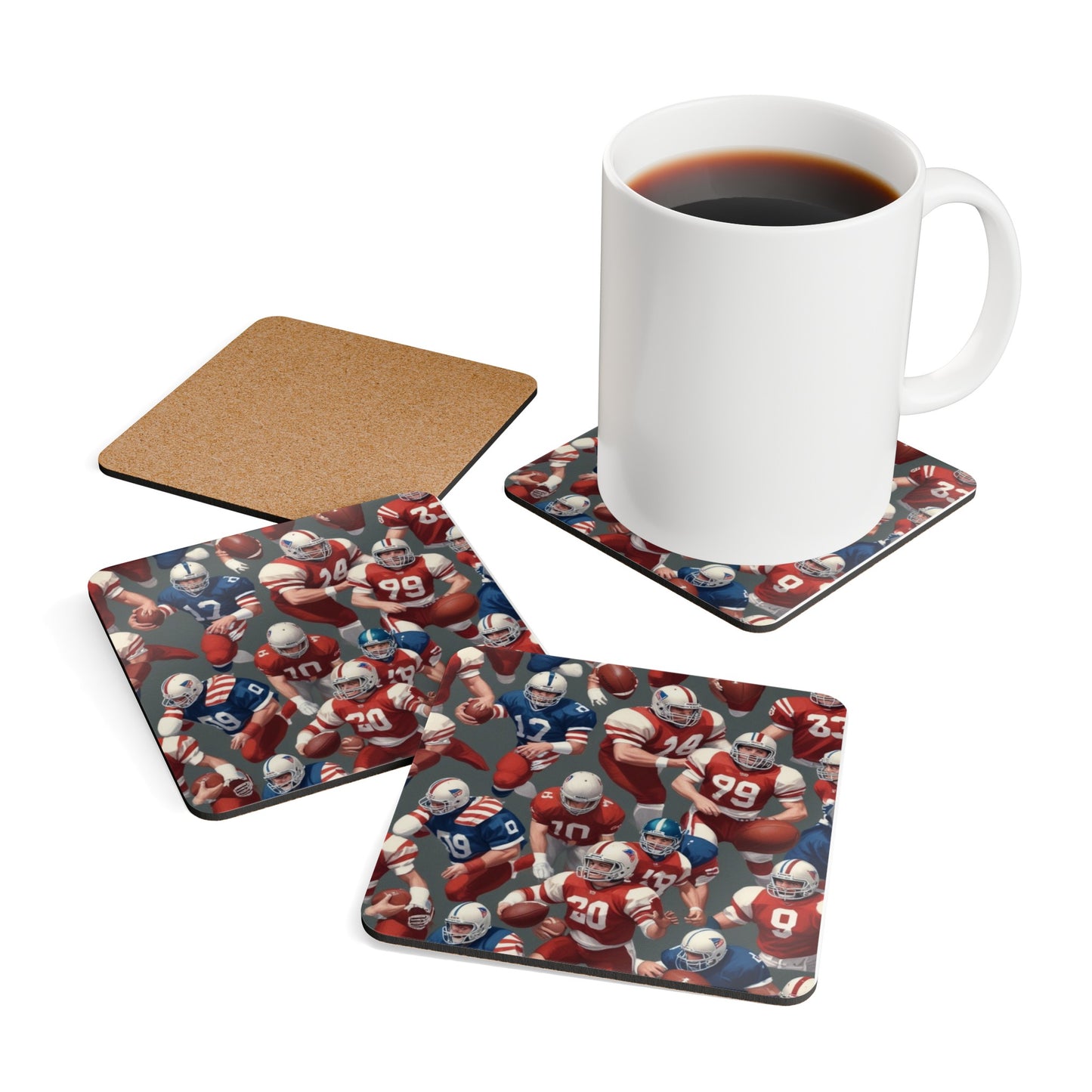 American Football Corkwood Coaster Set