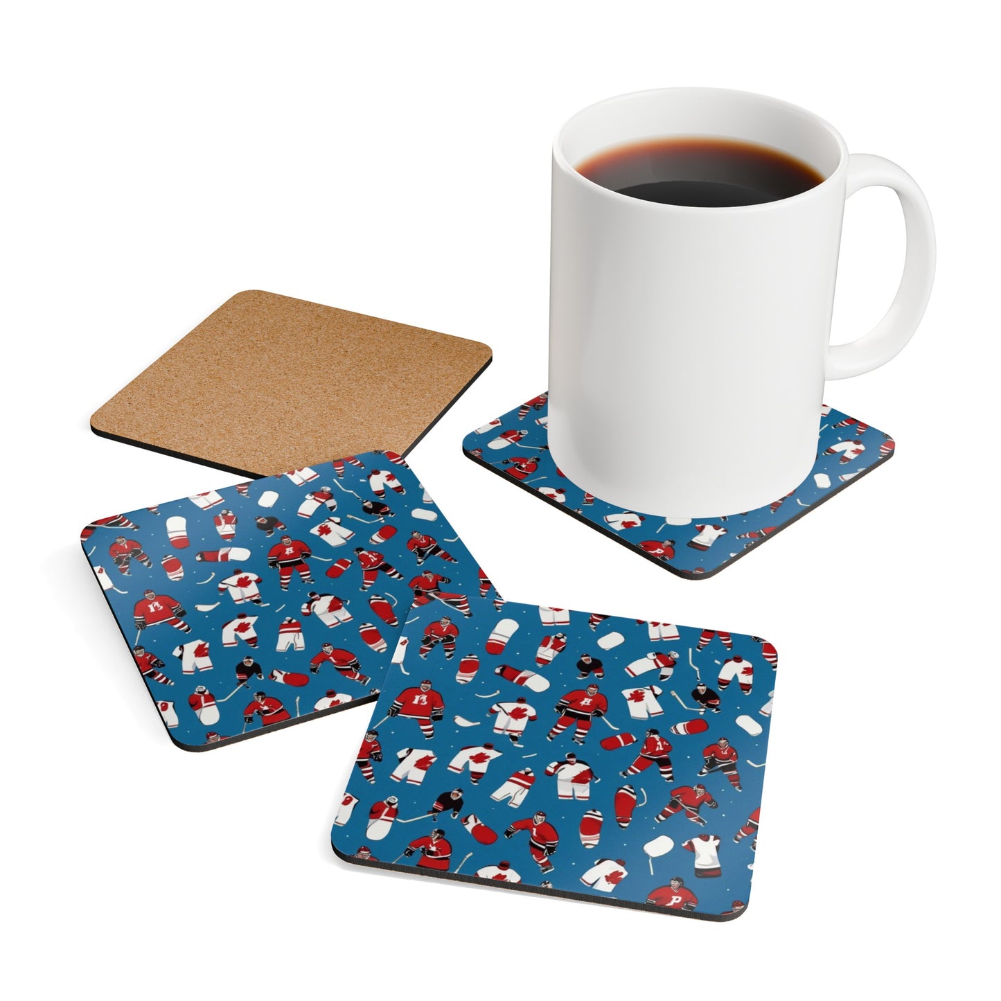 Ice Hockey Corkwood Coaster Set